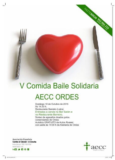 A AECC Ordes celebra a súa V Comida Baile Solidaria